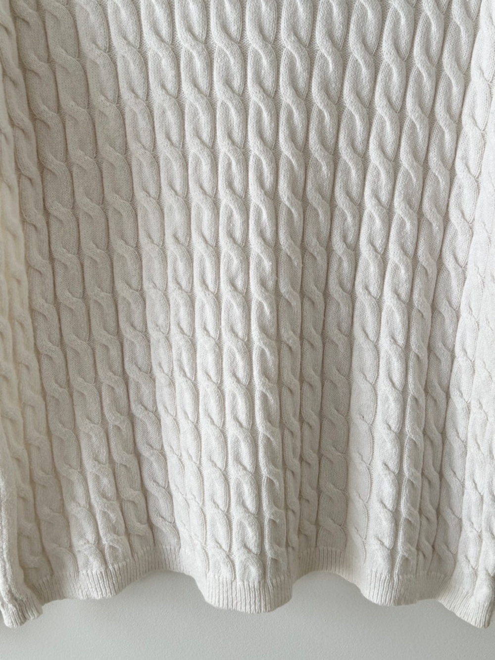 Nordstrom Cream White Organic Cotton & Merino Wool Cable Knit Crewneck Sweater - Picture 3 of 16